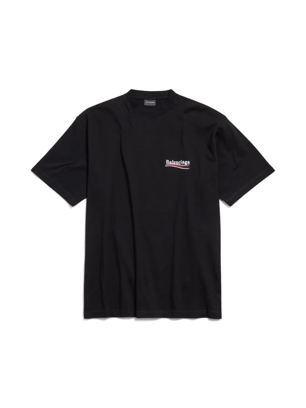 Balenciaga Black Short-Sleeve Logo T-Shirt with White & Red Accent